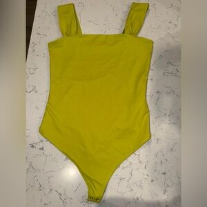 Abercrombie & Fitch - Square Neck Wide Strap Bodysuit - Bright Green - Size: M